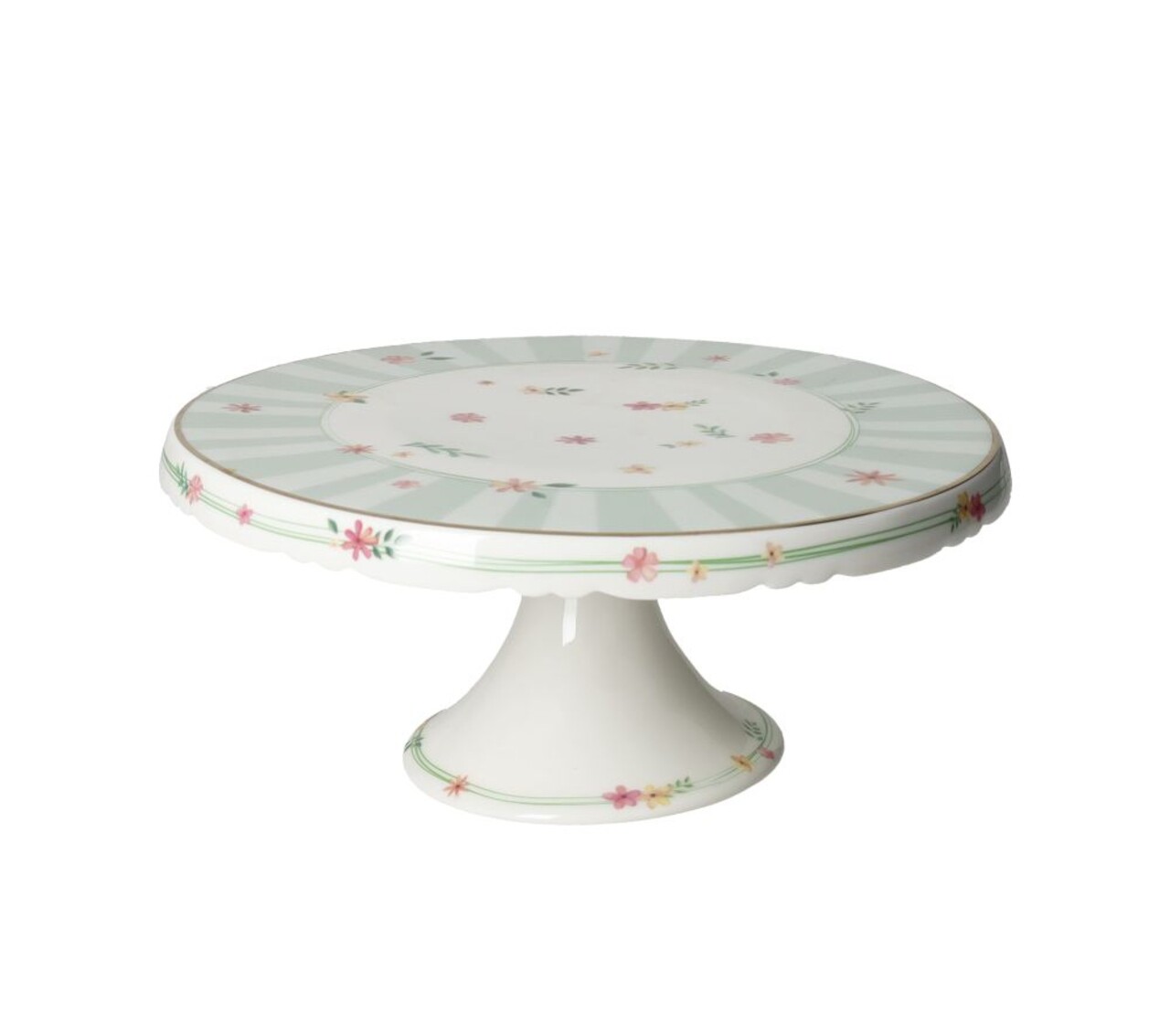 Platou cu picior pentru tort, Polline Green, Brandani, D20.5x9 cm, portelan - imagine 3